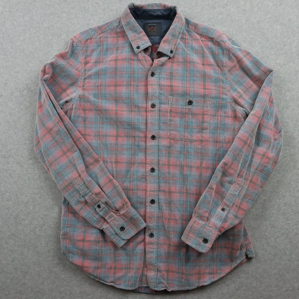 Copper & Oak Shirt Mens Medium Legacy Corduroy Casual Button Plaid Long Sleeve‎